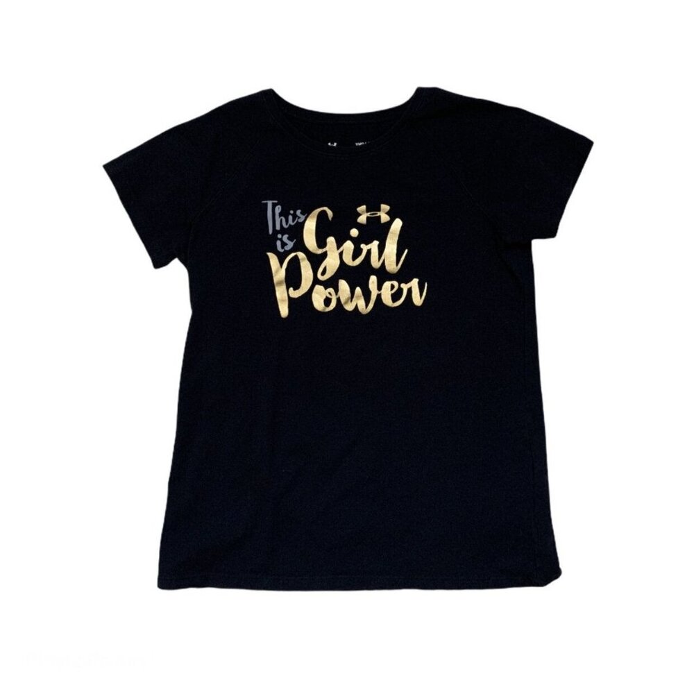 Under Black Gold Girl Power Shirt Size Youth Medium GUC